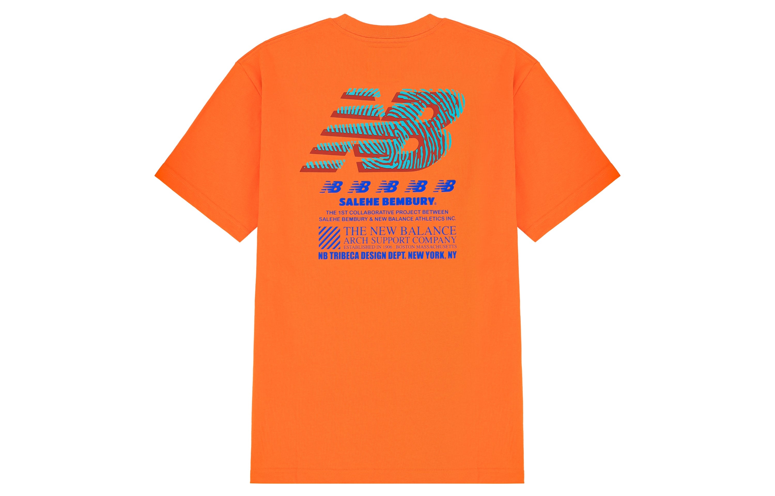 New Balance x Salehe Bembury Unisex Printing Logo Round-neck Tee Orange MT11563-VRO - 2