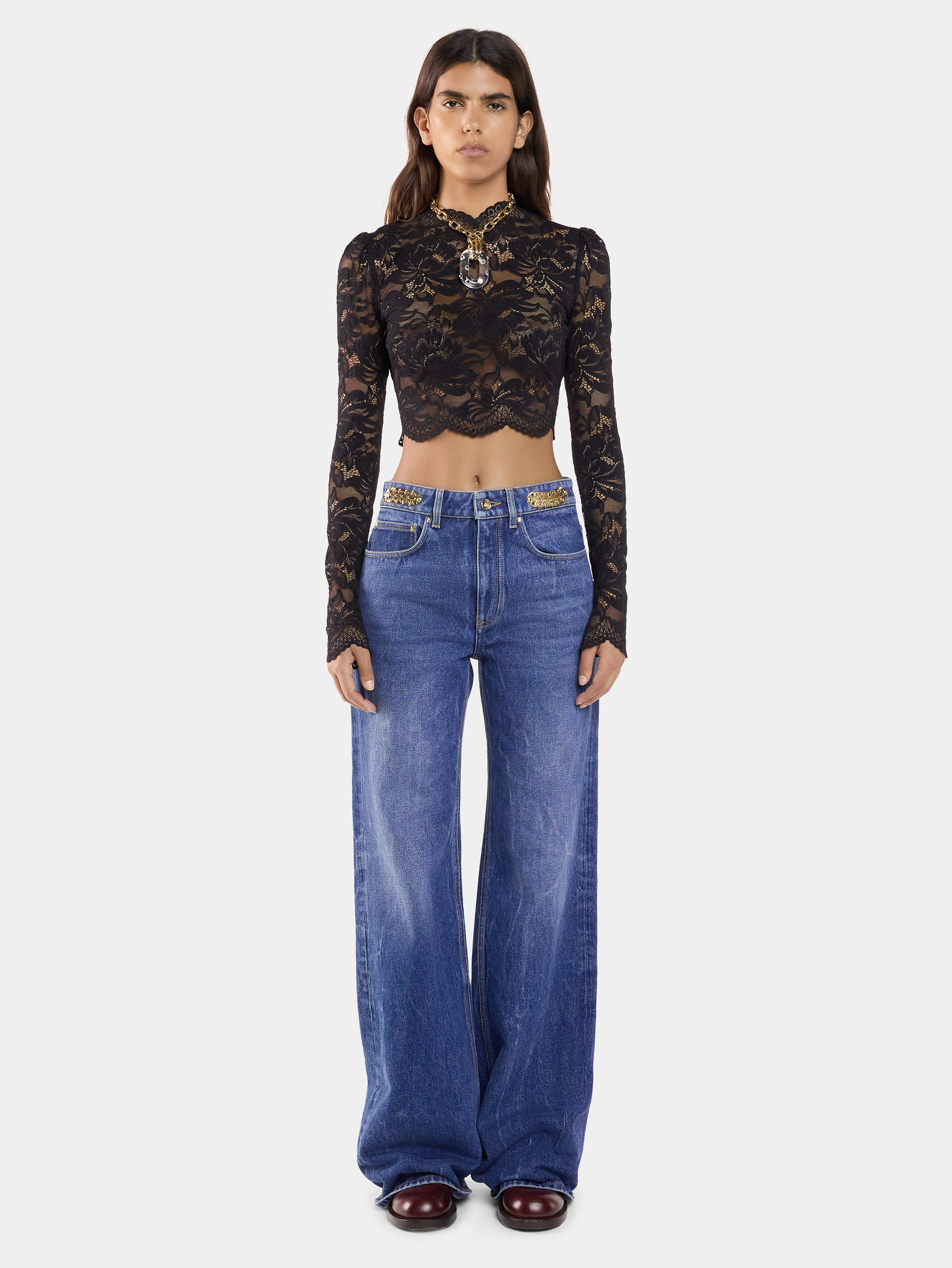 BAGGY JEANS IN DARK WASHED DENIM - 2