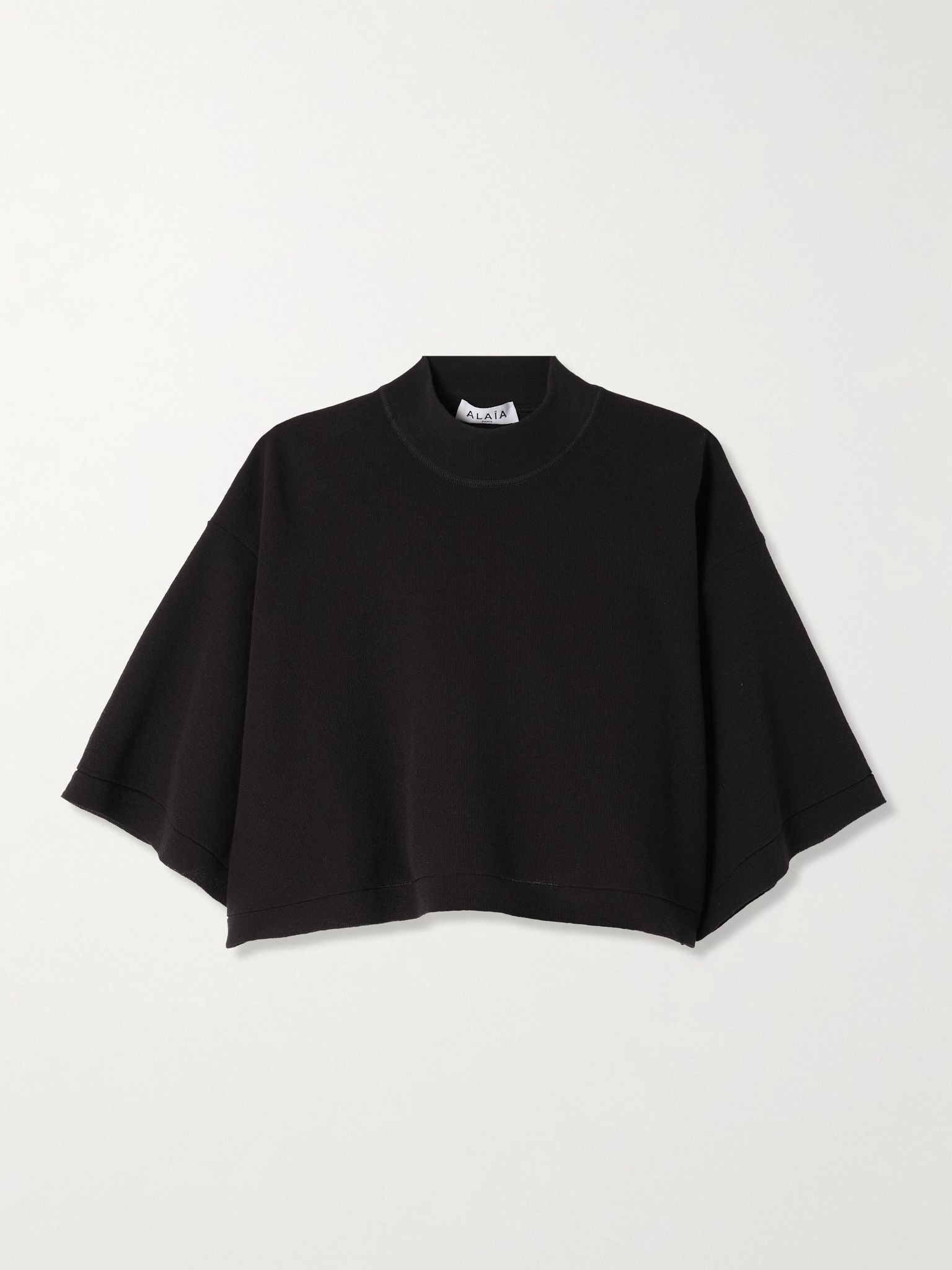 Cropped cotton-jersey T-shirt Black - 1