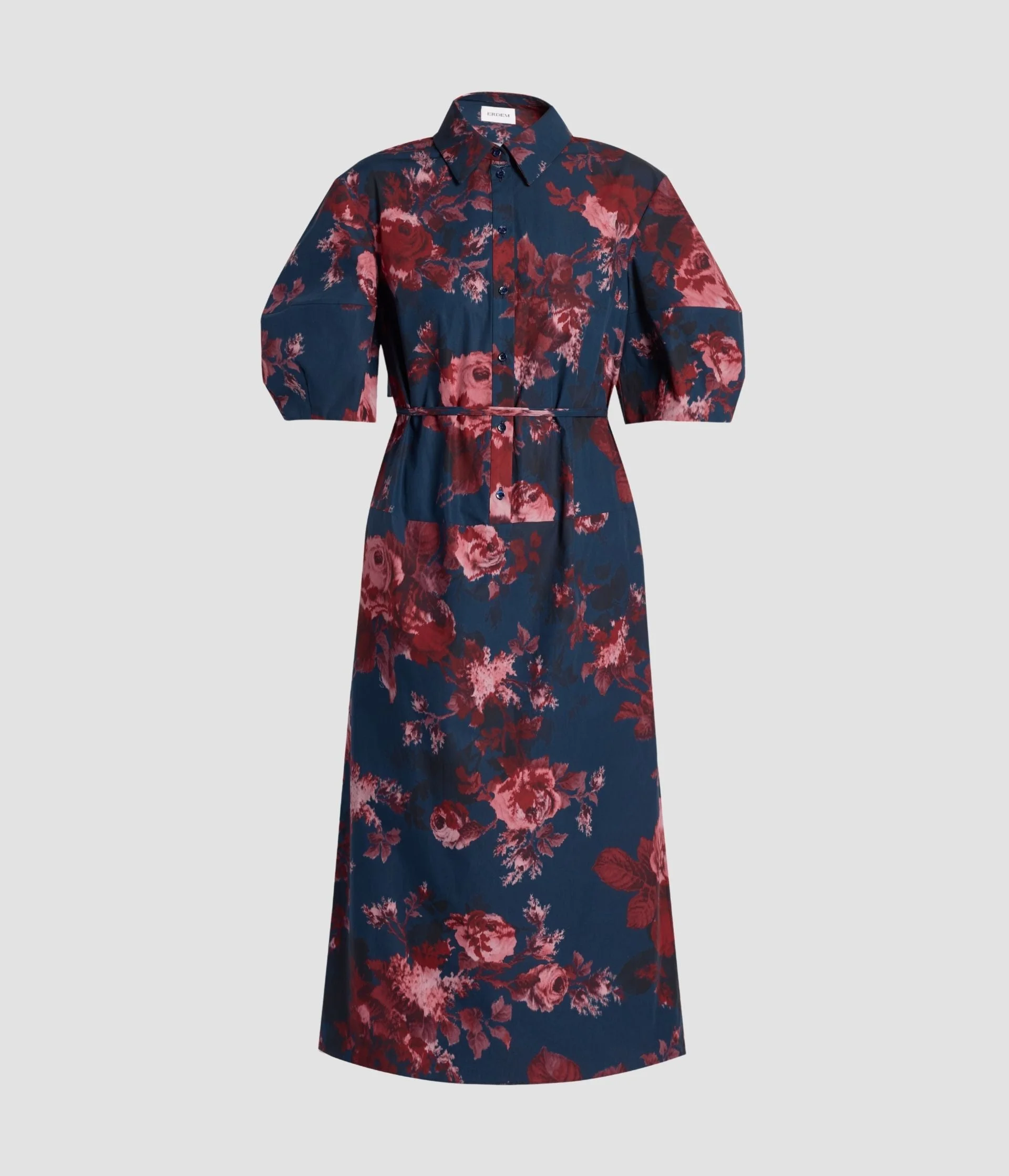 FLORAL COTTON SHORT SLEEVE MIDI DRESS - 1
