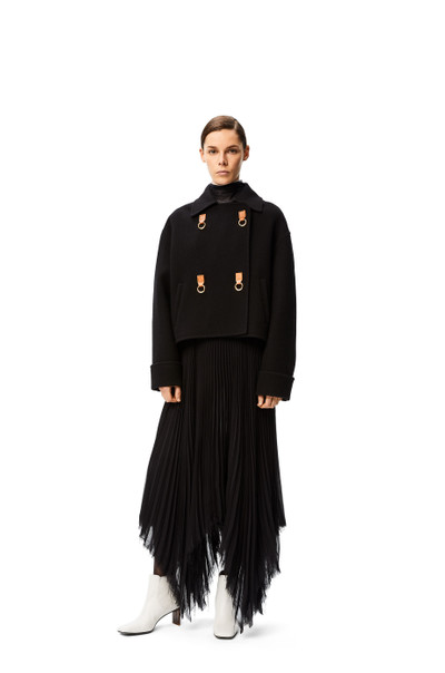 Loewe Asymmetric pleated skirt leather trim in polyester outlook