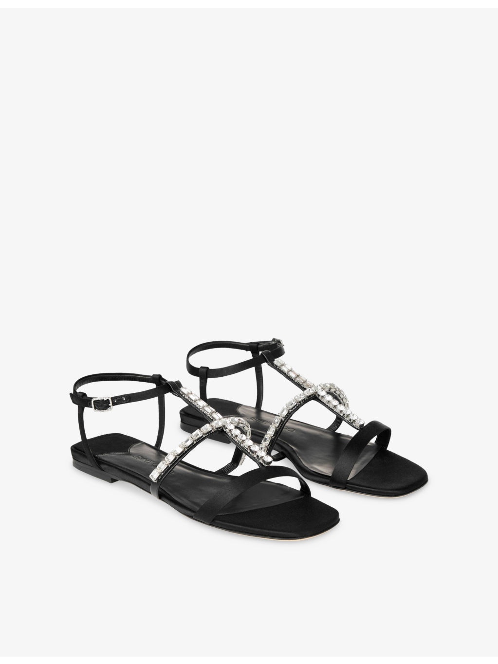 Gwyn Crystal-Embellished Flat Satin Sandals - 3