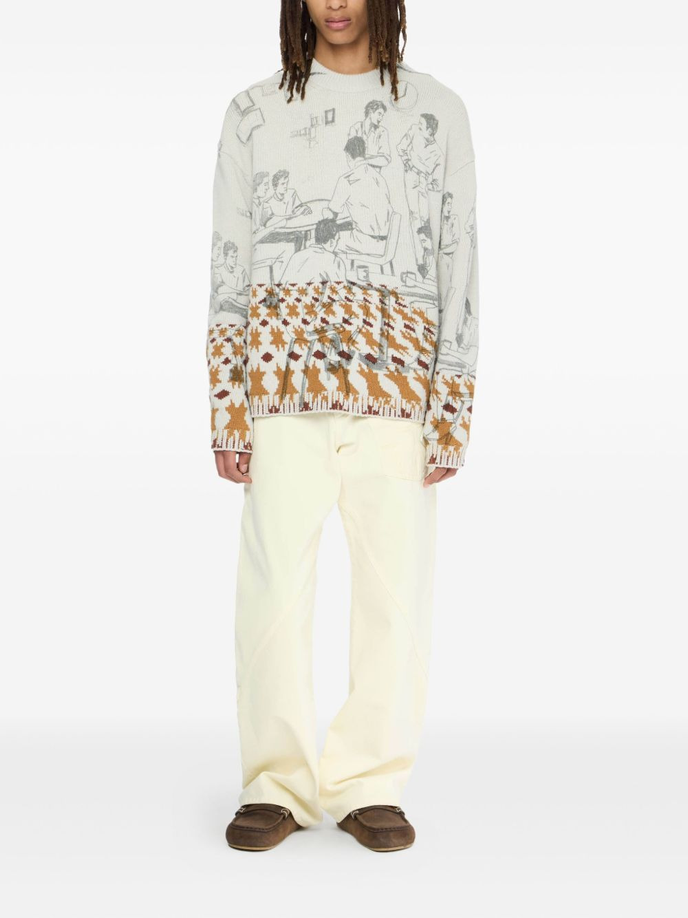 graphic-houndstooth sweater - 2