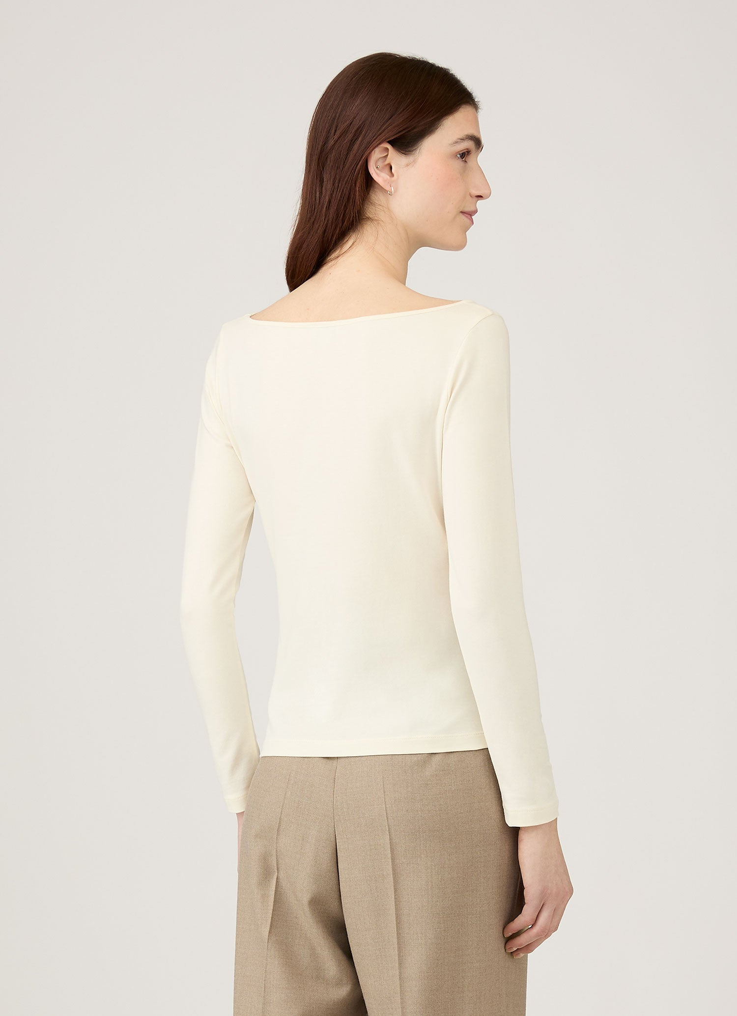 Stretch Cotton Slash Neck Top - 3