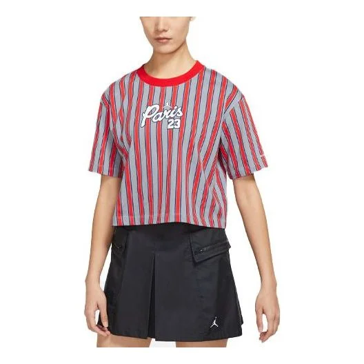(WMNS) Air Jordan SS22 Paris Saint-Germain Stripe Printing Short Sleeve Red DM4999-090 - 1
