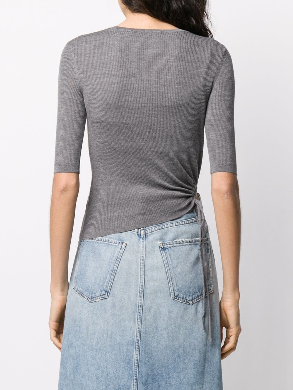 ribbed ruched-side top - 4