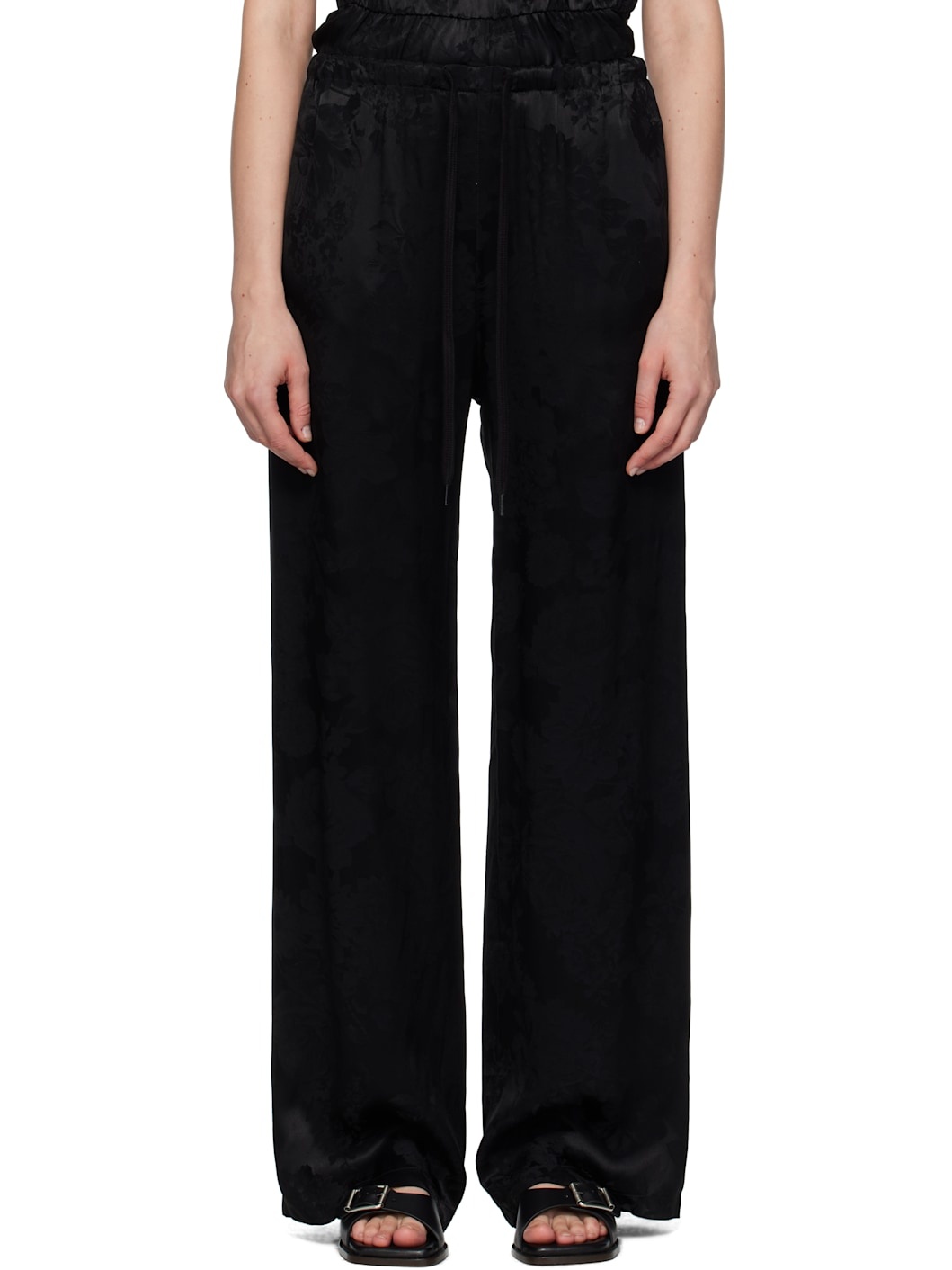 Black Jacquard Trousers - 1