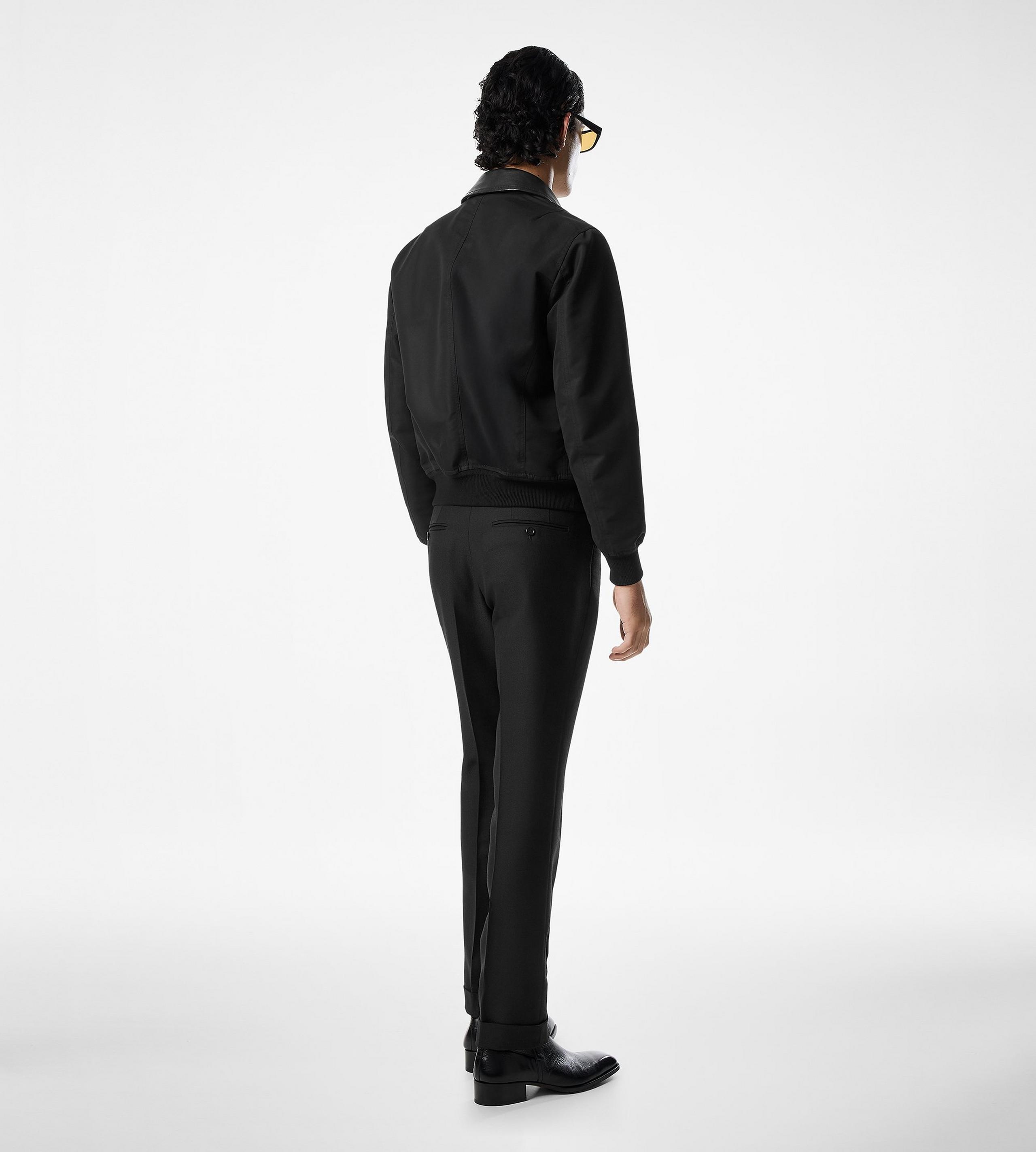NYLON LEATHER COLLAR BOMBER - 3