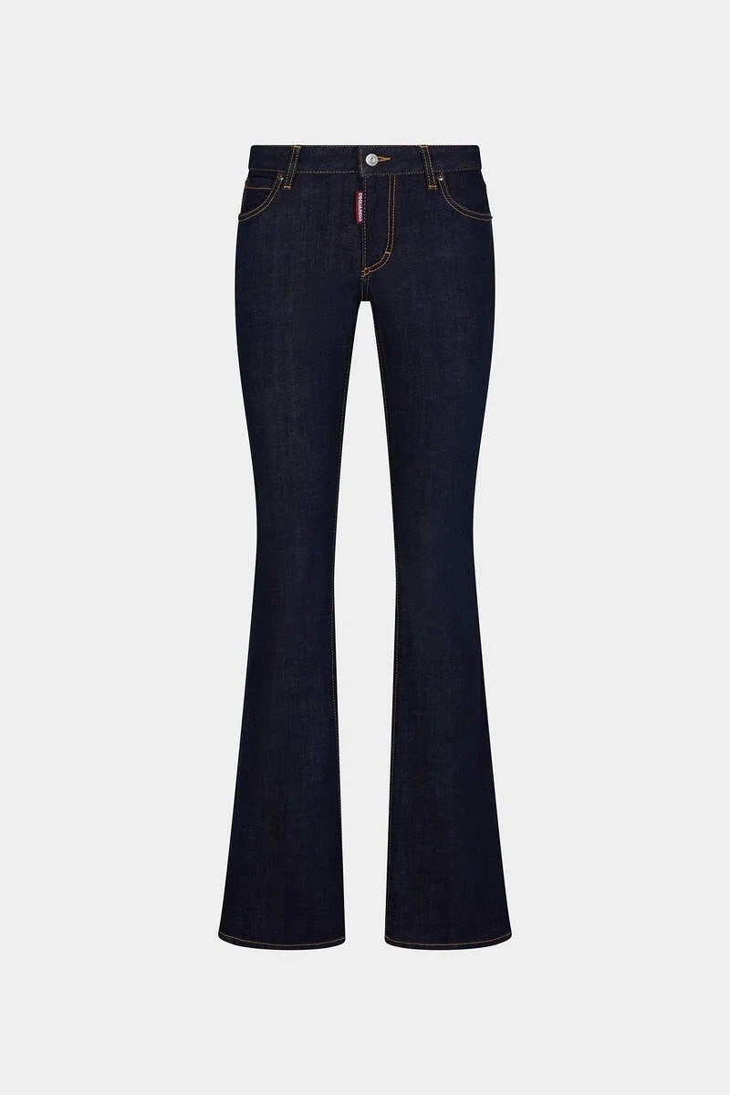 DARK RINCE WASH MEDIUM WAIST FLARE JEANS - 1