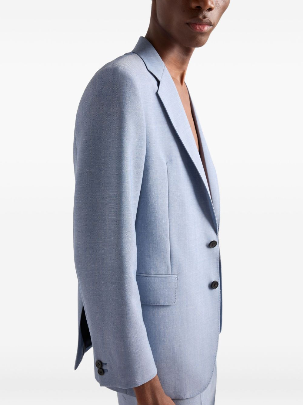 notch-lapel linen blazer - 4