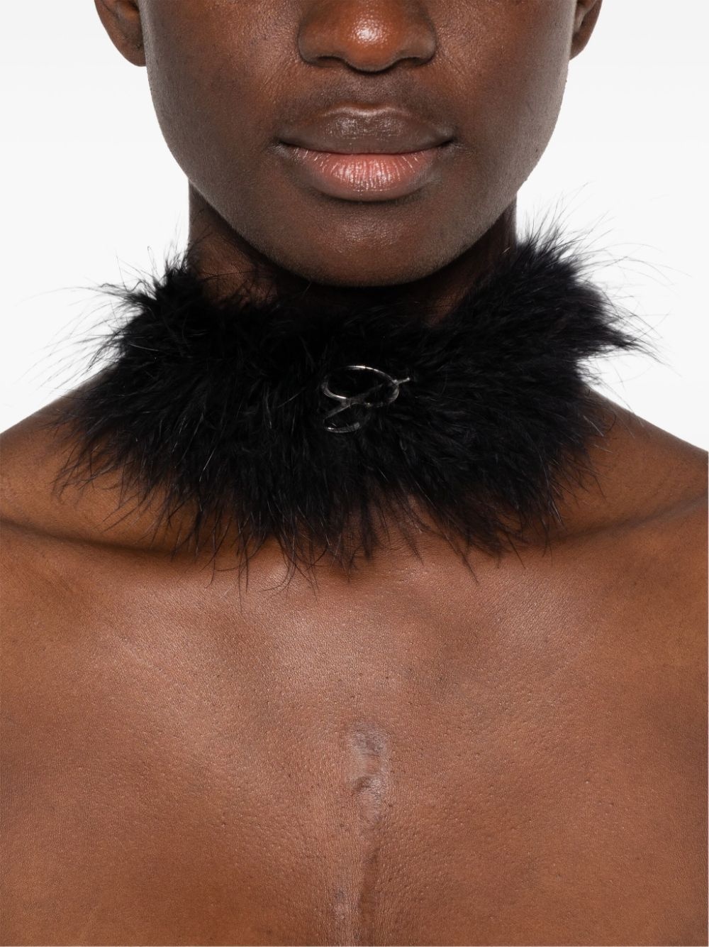 feather-embellished monogram-detail choker - 2