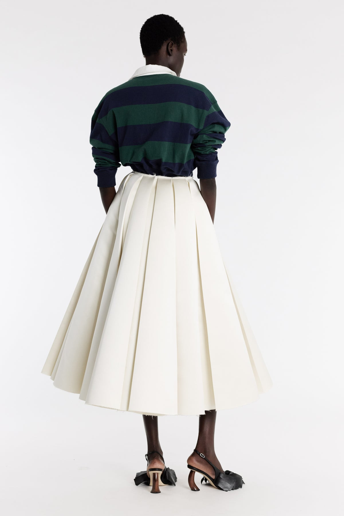 SATIN PANELLED SKIRT IVORY - 2