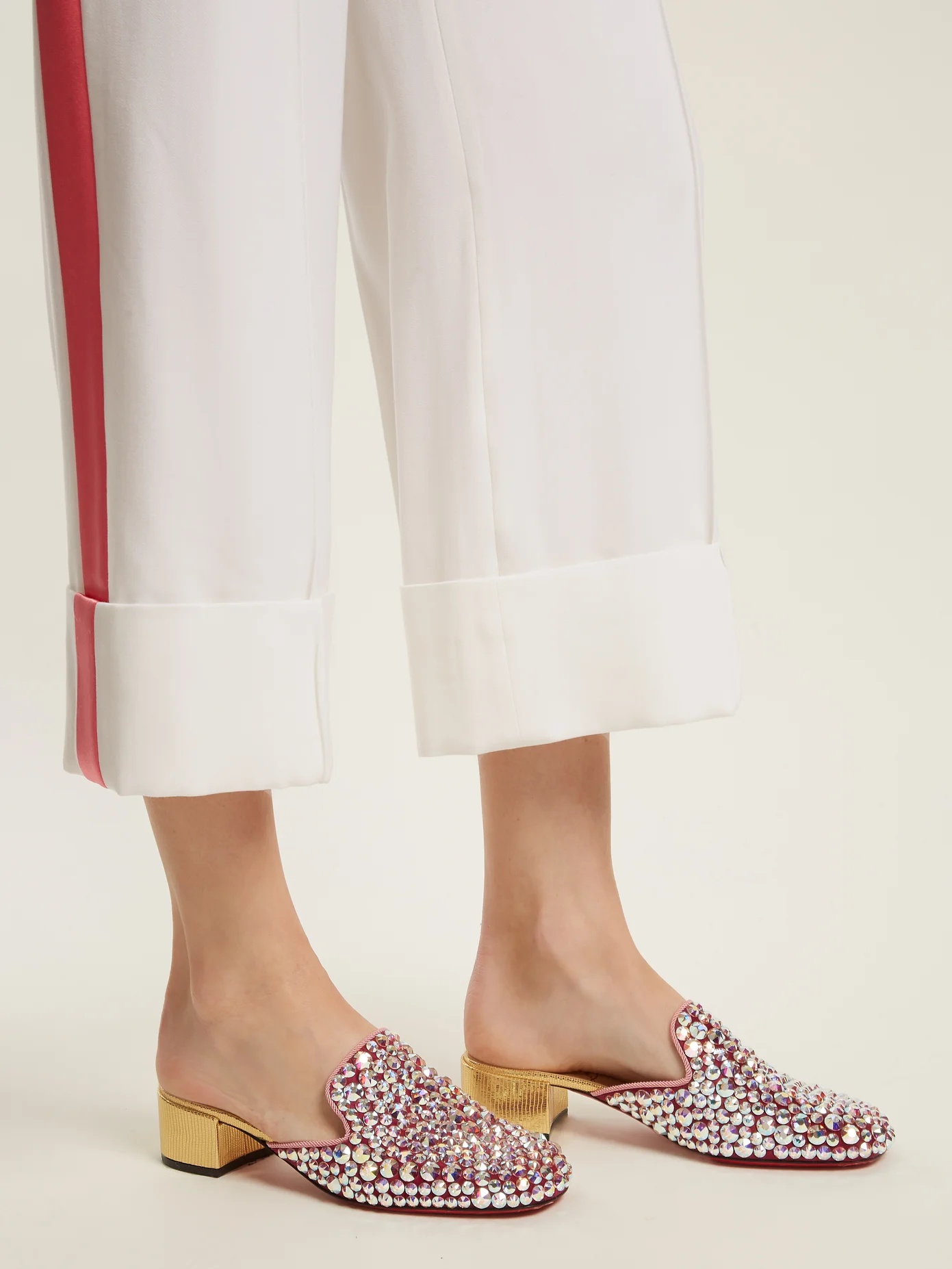 Eltonetta 35 crystal-embellished suede mules - 3