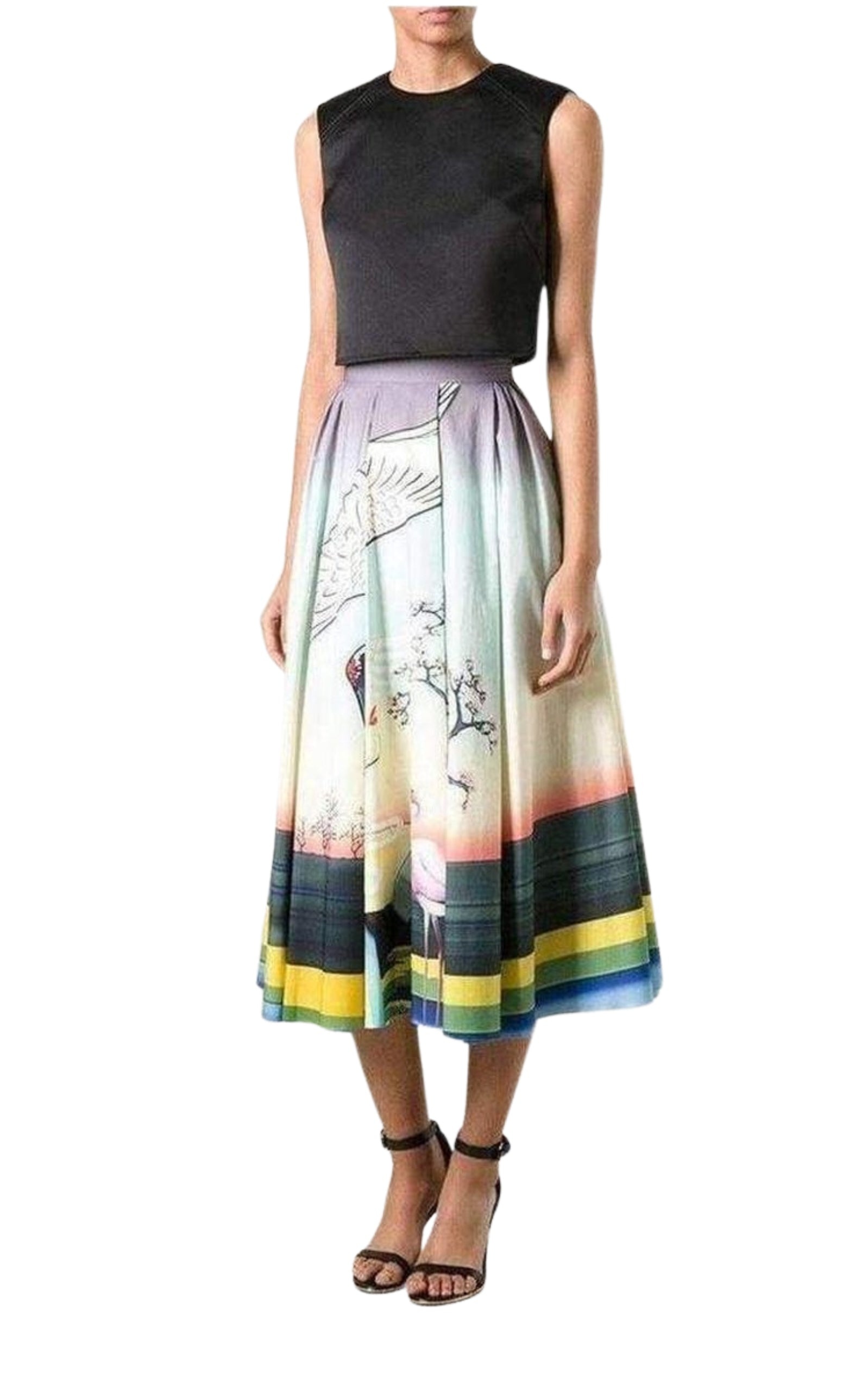 Mary Katrantzou - Flamingo Print Cotton Skirt - 2