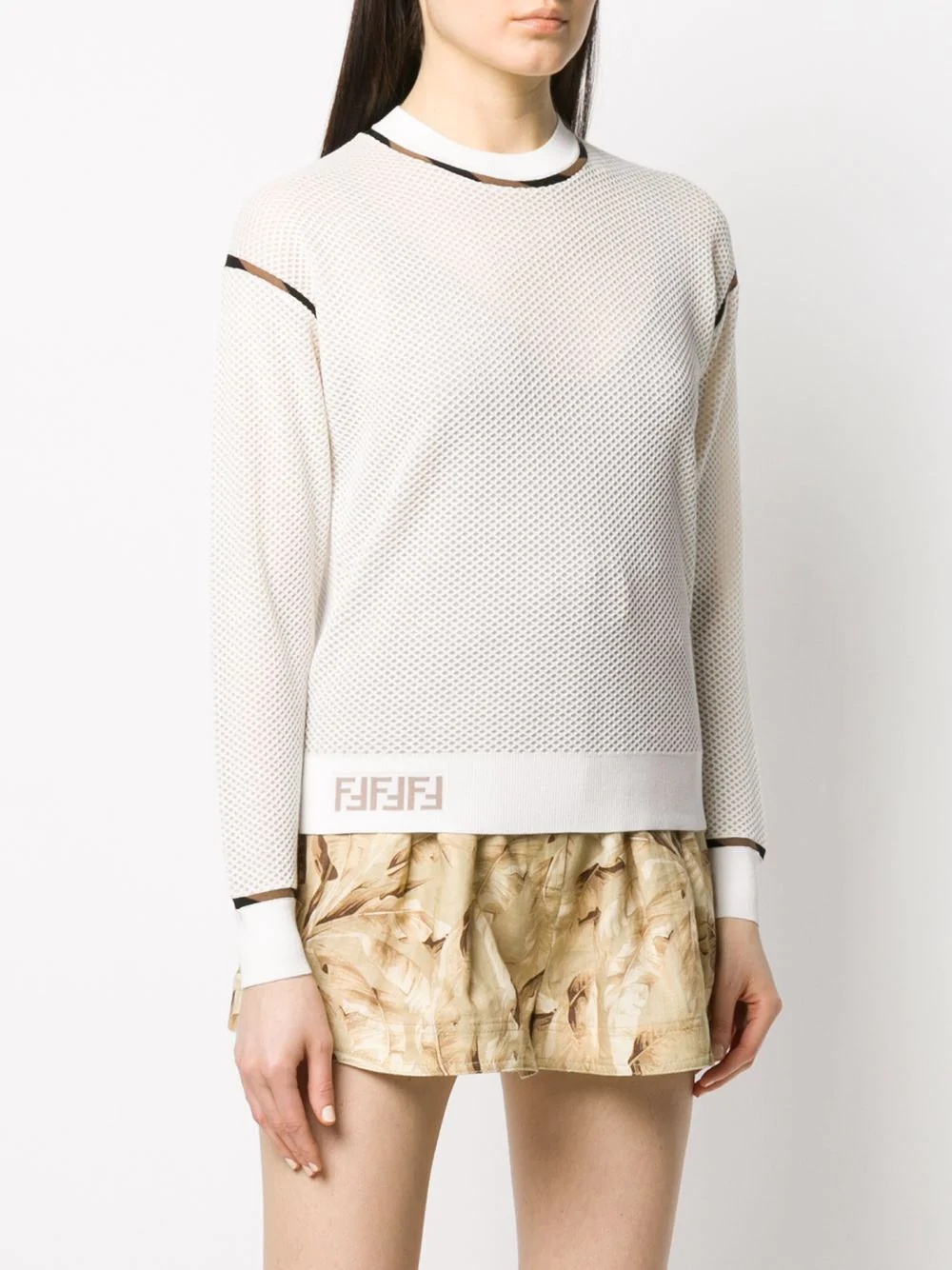 FF motif honeycomb detail sweatshirt - 3