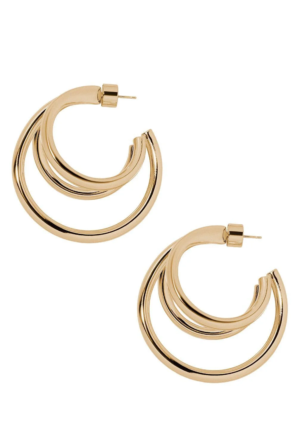 Triple Lilly Baby Hoop Earrings - Yellow Gold - 1.5in - 1