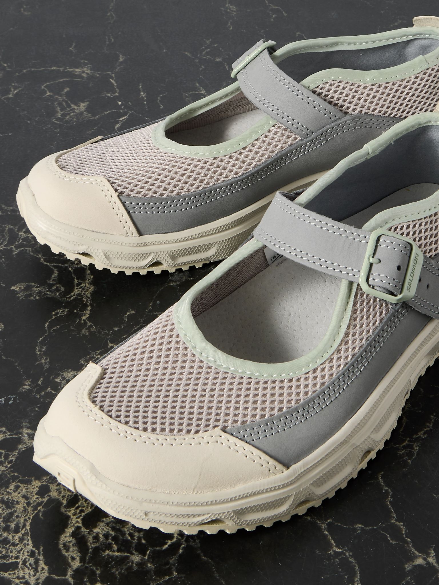 RX Marie Jeanne collapsible-heel mesh and nubuck sneakers Gray - 4