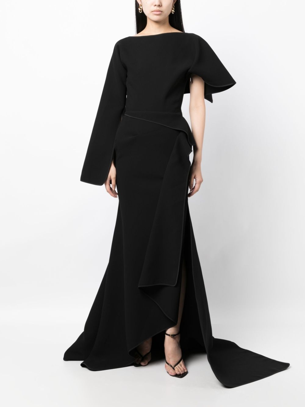 asymmetric draped gown - 2