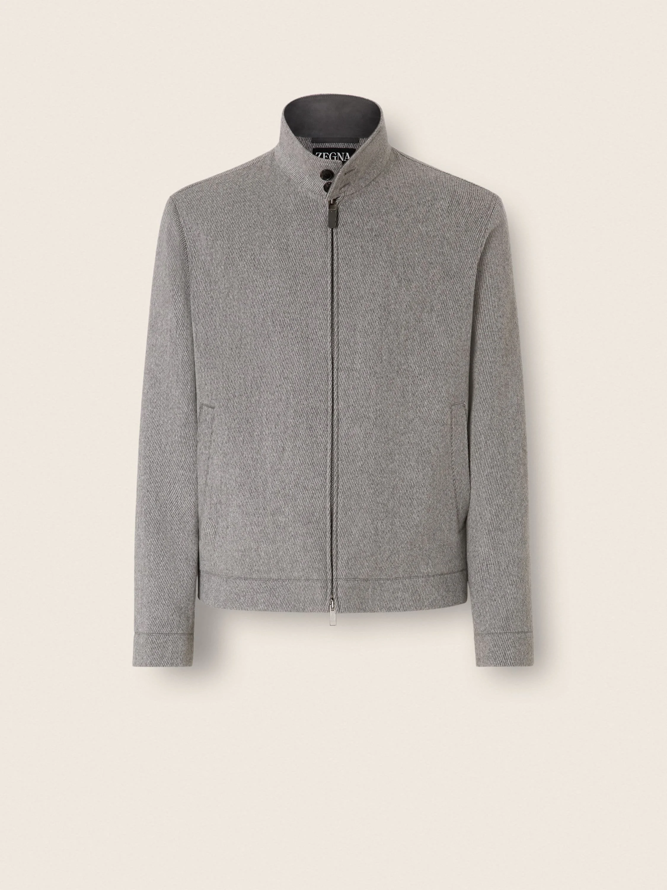 GREY MÉLANGE WOOL AND CASHMERE BLOUSON - 1