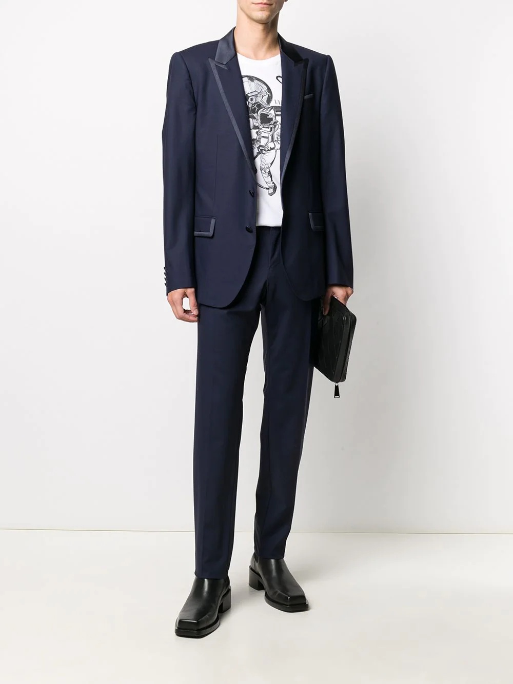 contrast-trim two piece suit - 2