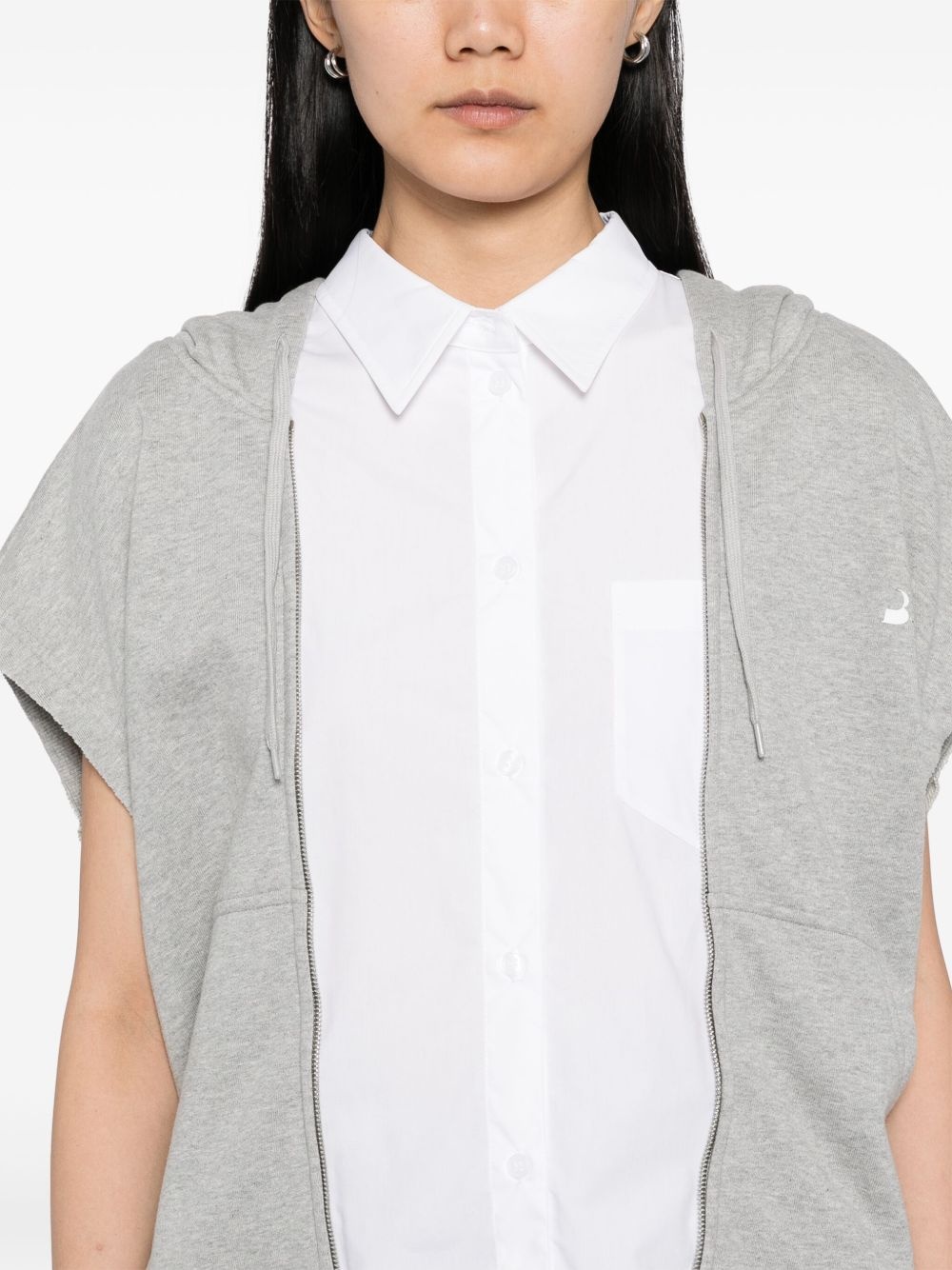 shirt layered hoodie - 5