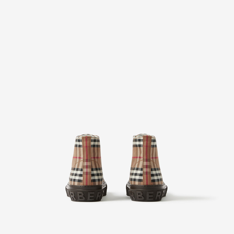 Vintage Check Cotton High-top Sneakers 3