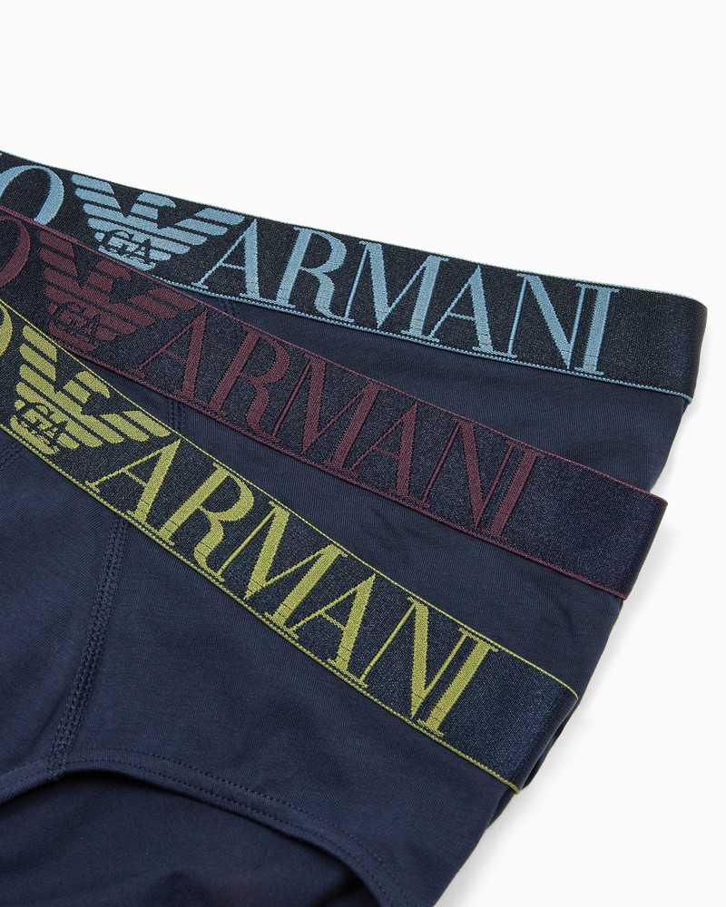 EMPORIO ARMANI Three-pack of ASV shiny logoband organic-cotton briefs outlook