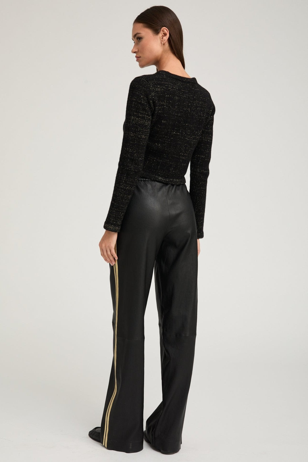 BLACK & GOLD CASHMERE SHRUNKEN CARDIGAN - 4