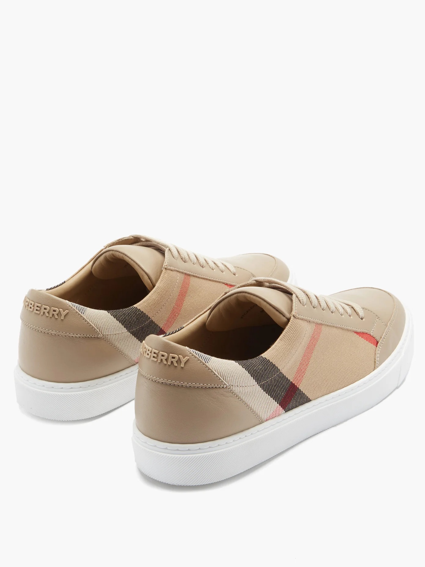 Salmond check-panel leather trainers - 4