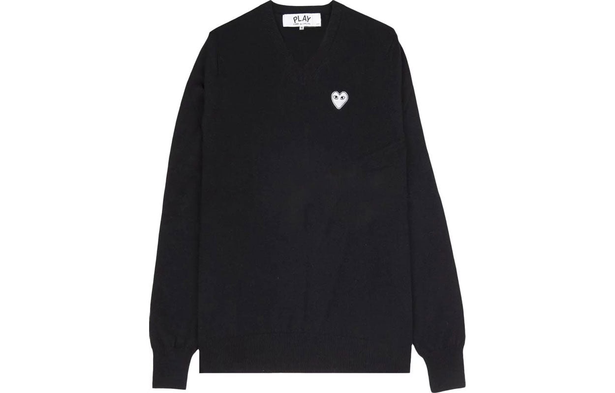COMME des GARCONS PLAY V-Neck Pullover White Emblem 'Black' AZ-N060-051-1 - 2