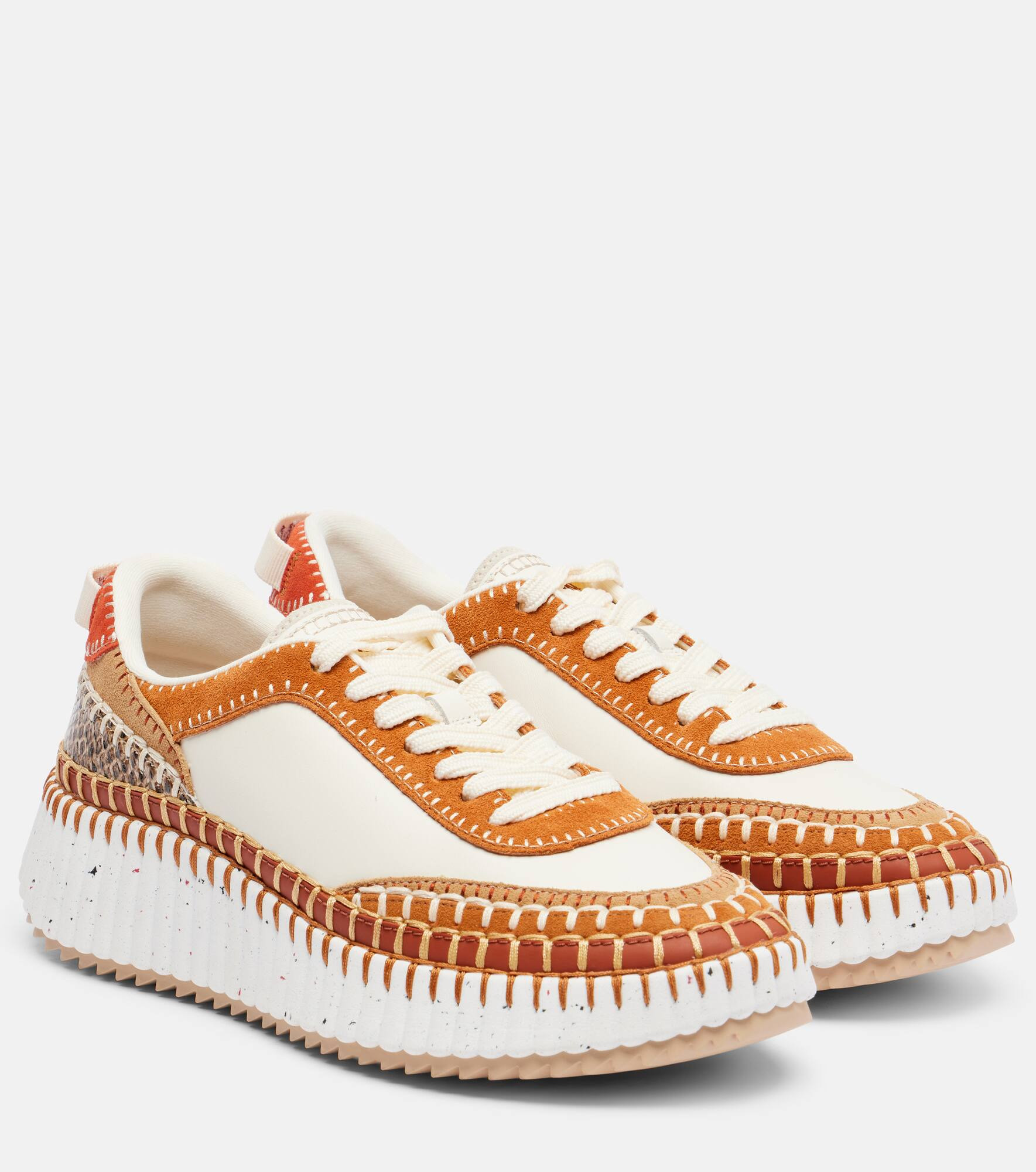Nama suede-trimmed leather sneakers - 2