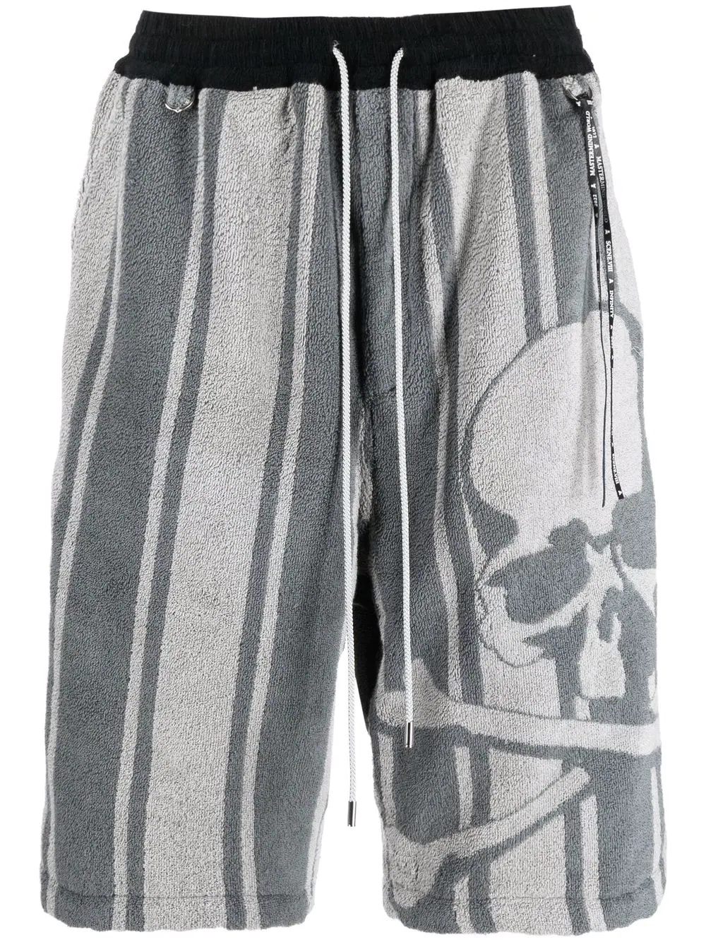 striped skull-print track shorts - 1