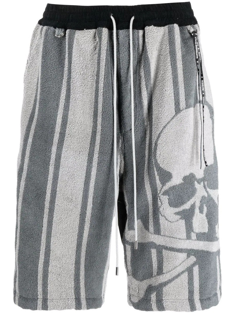 striped skull-print track shorts 1