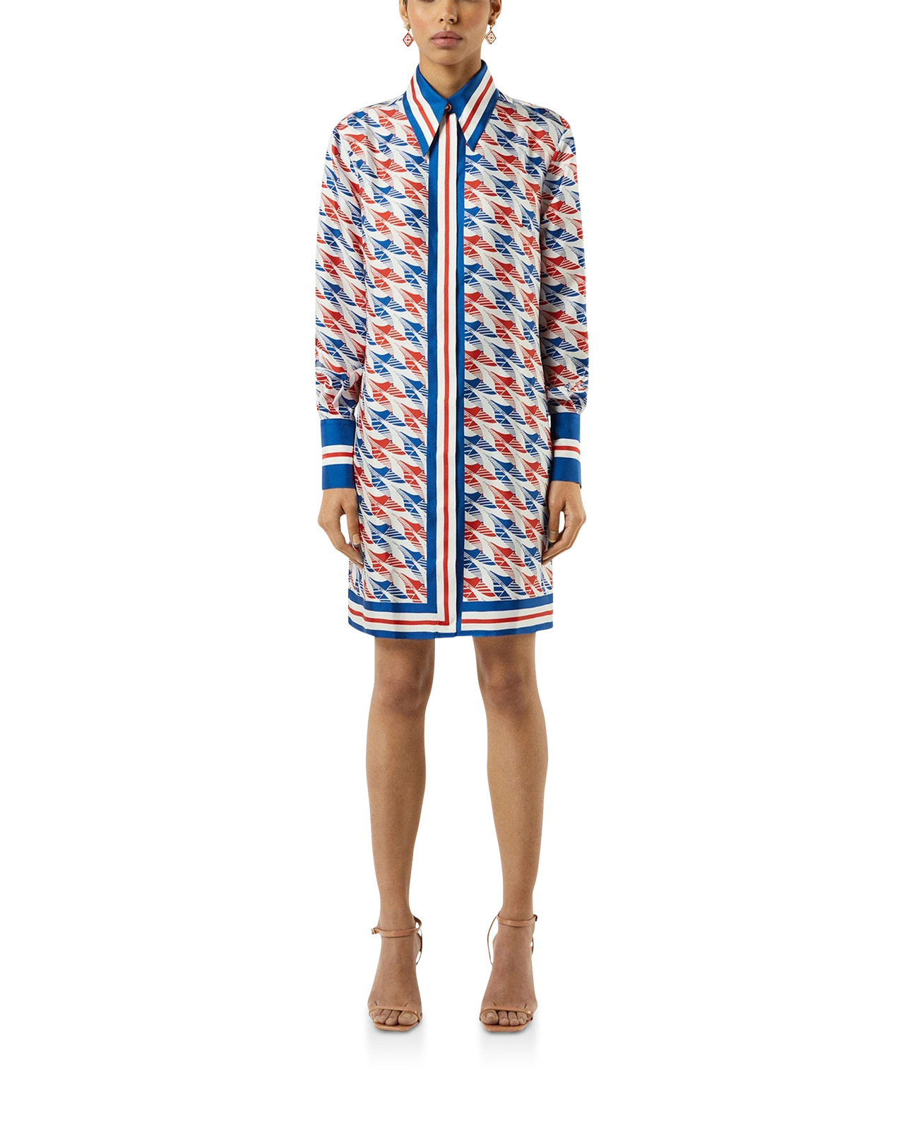 Aviation Houndstooth Printed Button Through Dress - 2