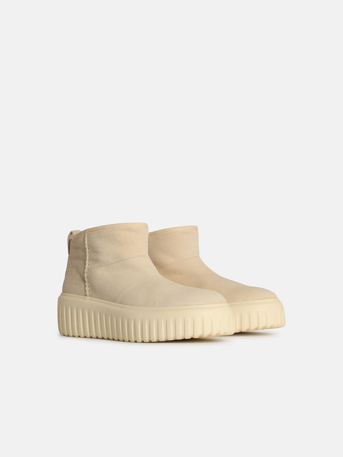 'H645' CREAM LEATHER ANKLE BOOTS - 2