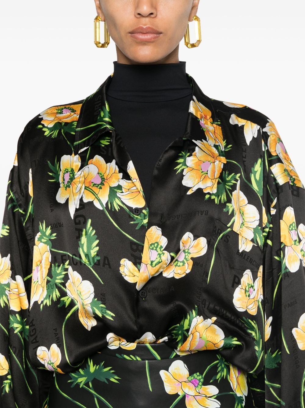 floral-print silk shirt - 5