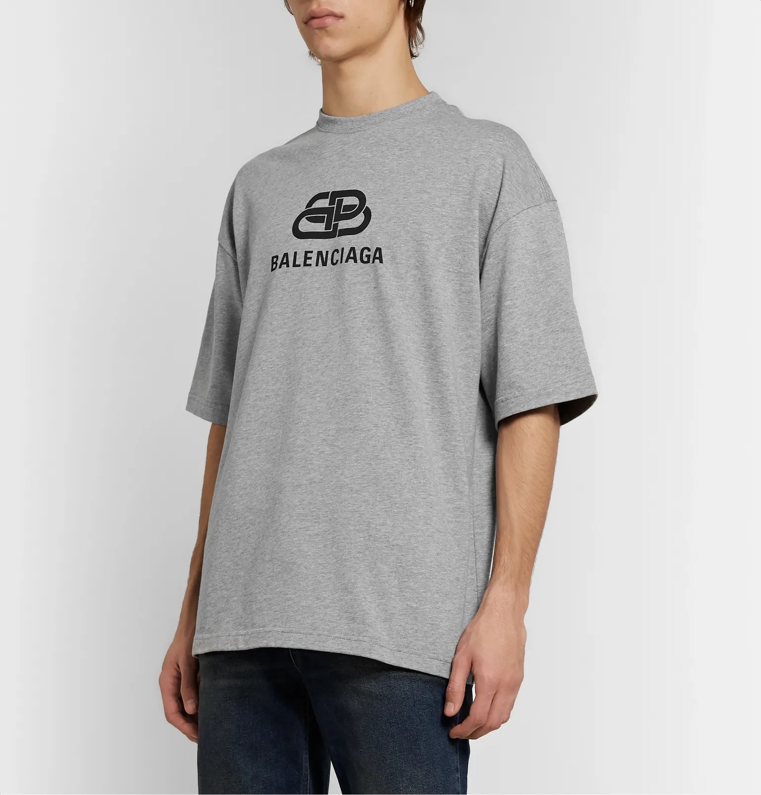 Oversized Logo-Print Mélange Cotton-Jersey T-Shirt - 4