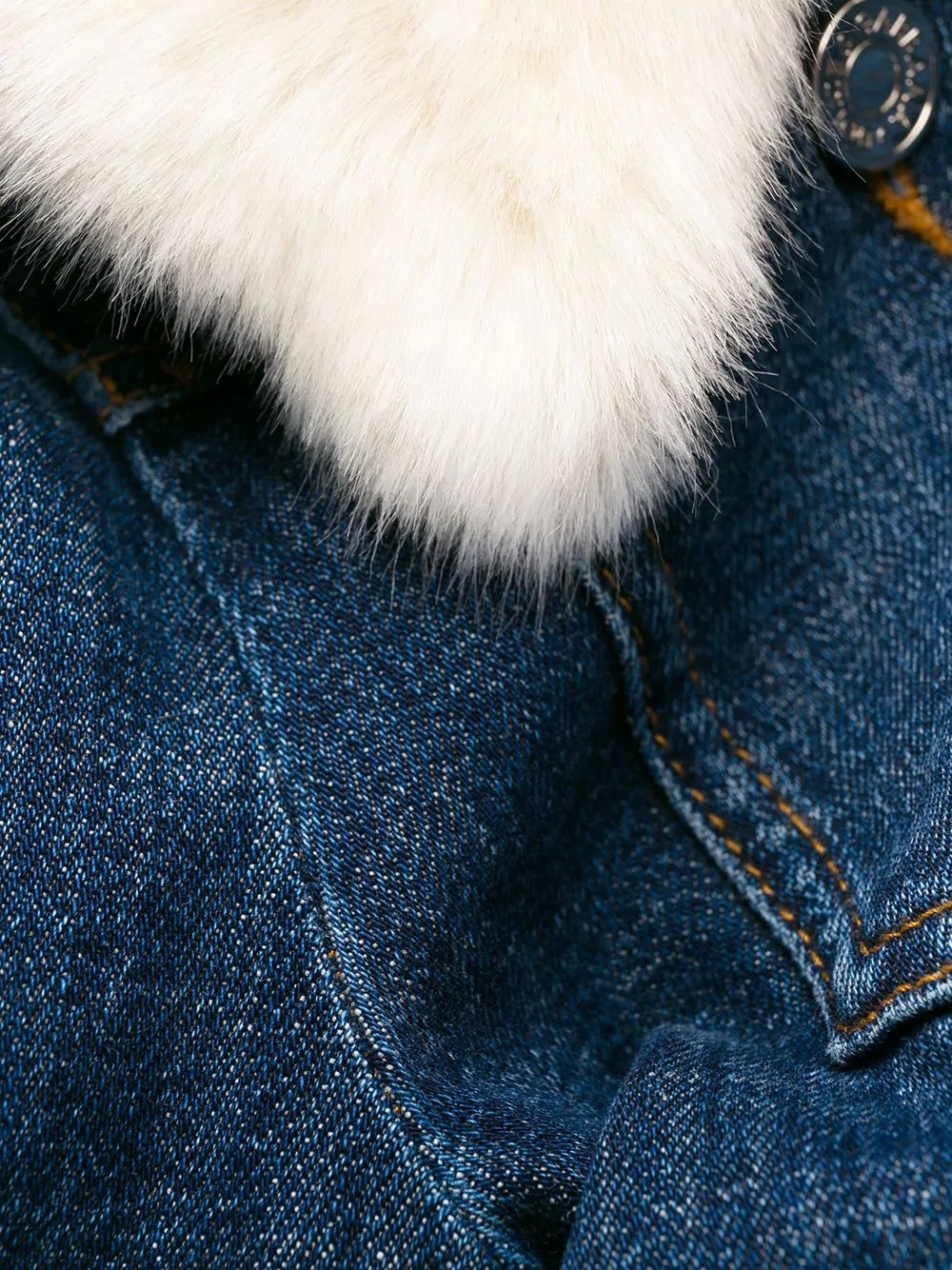 faux-fur trimmed denim jacket - 7