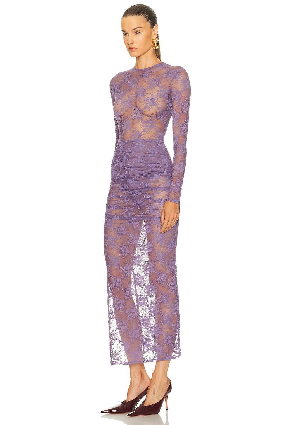 Long Sleeve Tucked Dress - 3