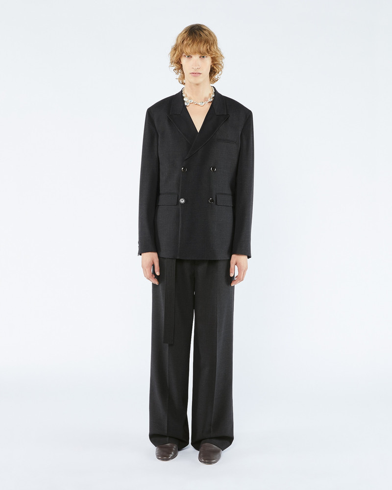Nanushka COLLAS - Satin-trimmed suit jacket - Off-black outlook