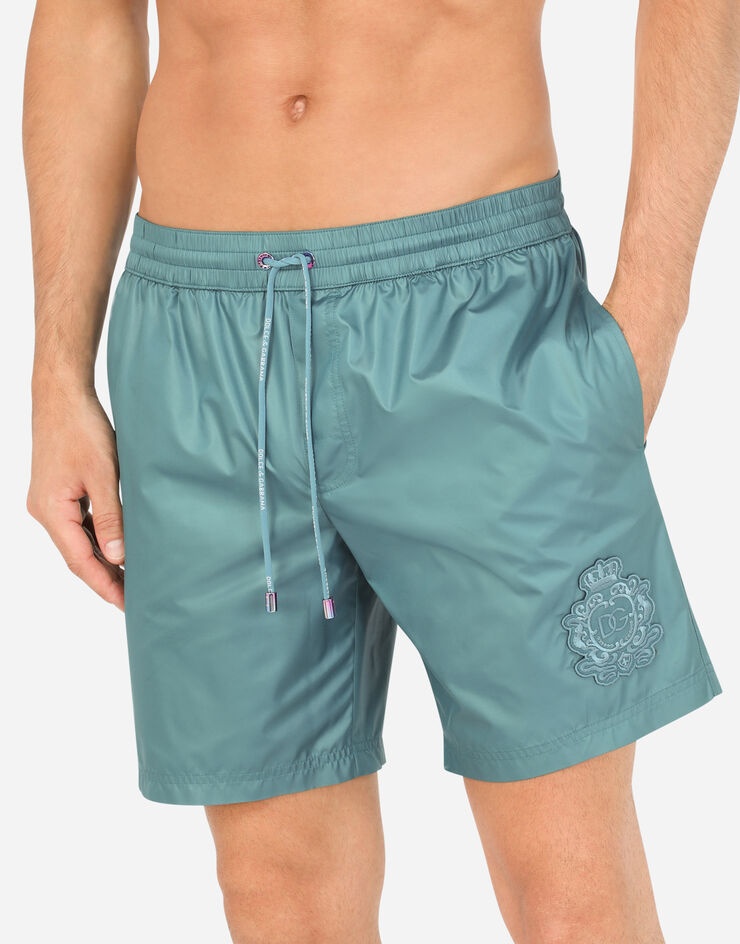 Mid-length swim trunks with heraldic patch - 4