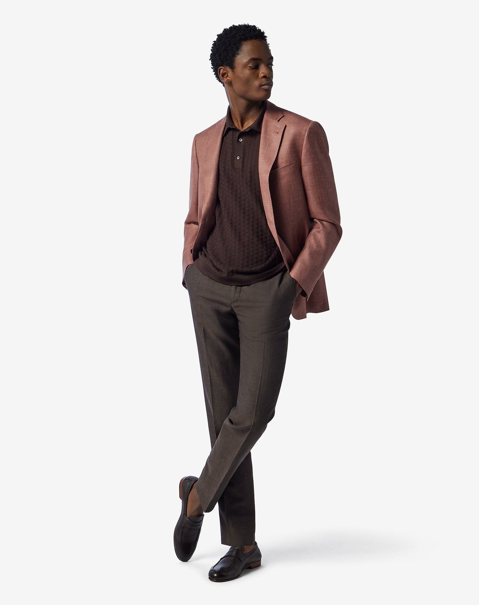 Dark-pink wool, silk and linen jacket - 2