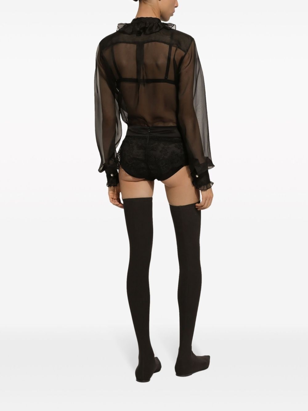 frilled-detail silk blouse - 4