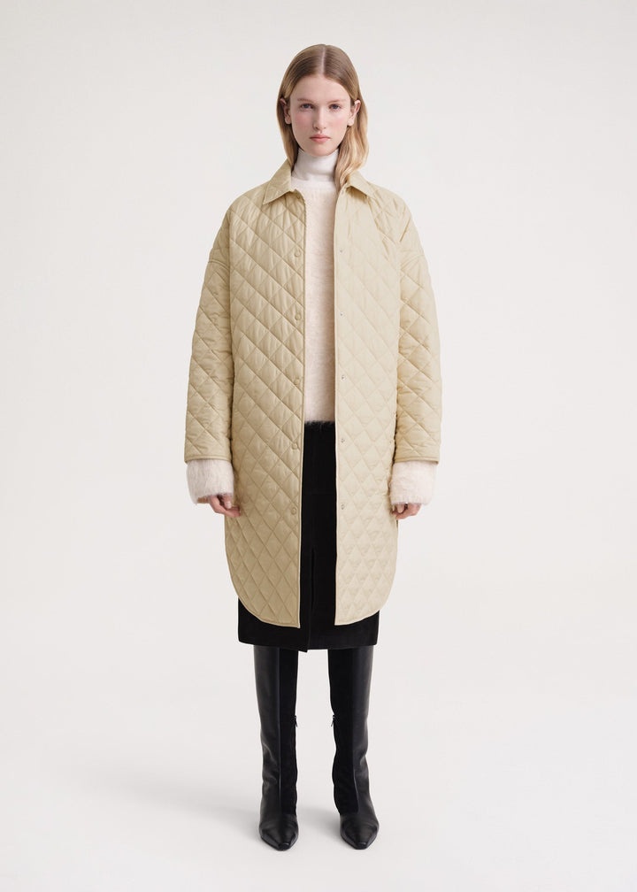Quilted cocoon coat stone - 2