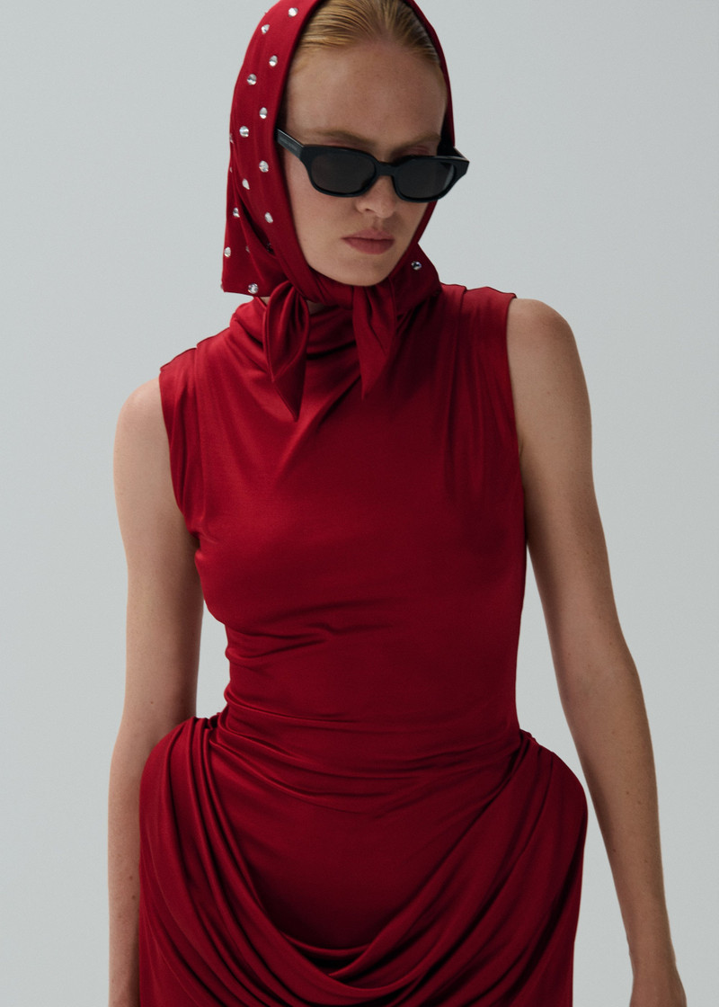 MAGDA BUTRYM Padded hip mini dress in red outlook