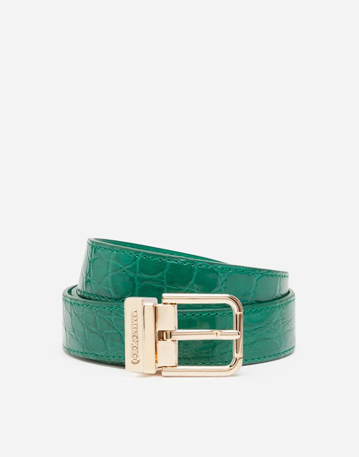 Crocodile flank leather belt - 1