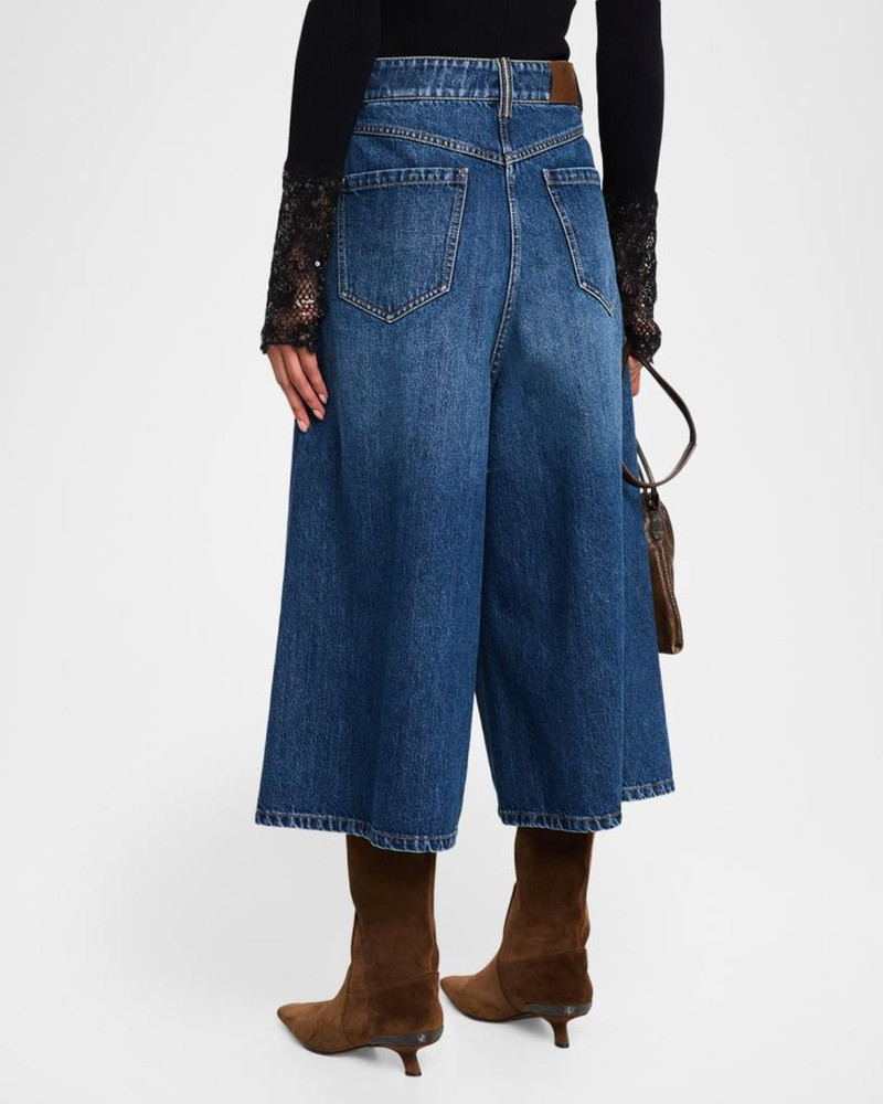 Baggy Cropped Denim Trousers 3