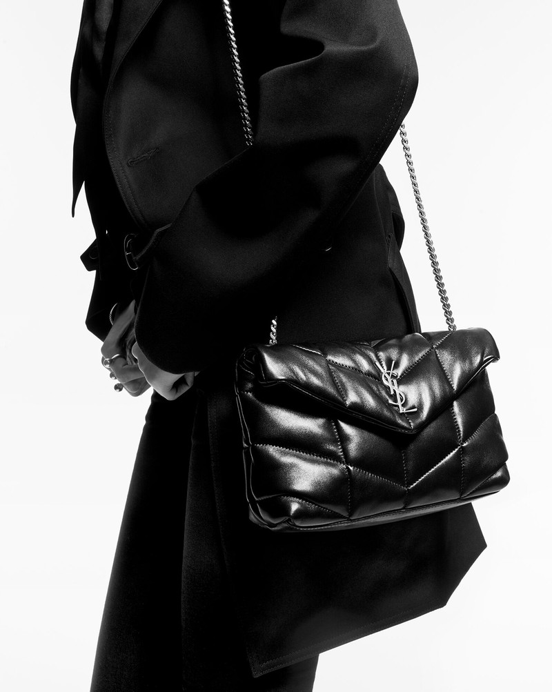 SAINT LAURENT puffer toy bag in denim outlook