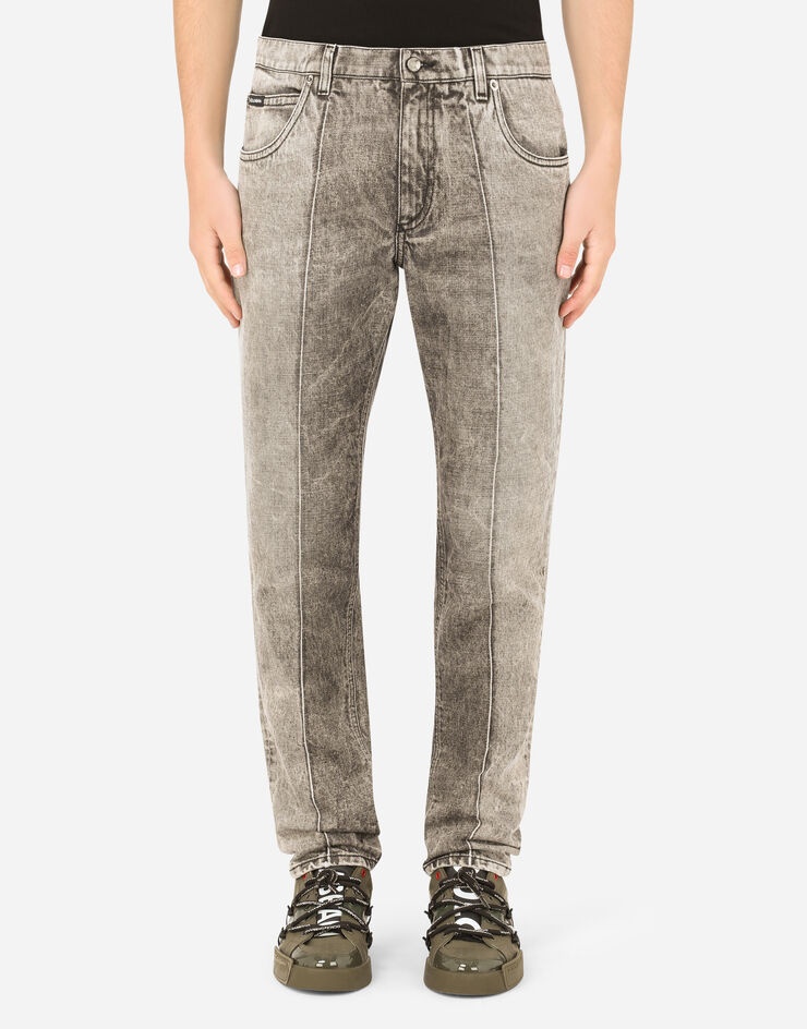 Regular-fit gray patchwork jeans - 1