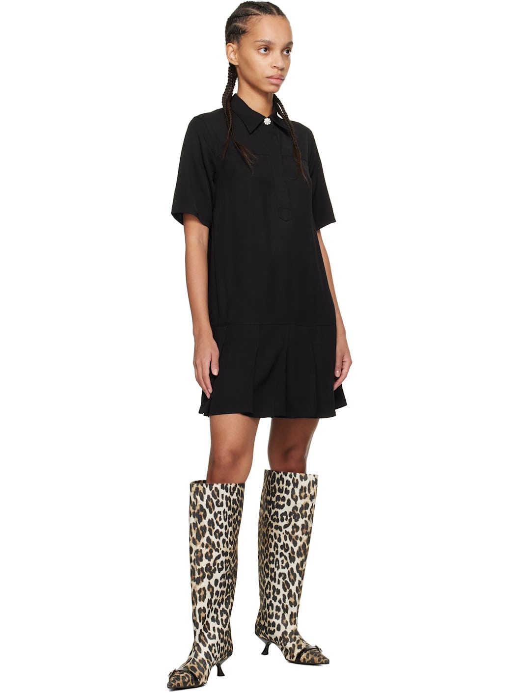 Tan & Black Eyelets Slouchy High Shaft Tall Boots - 5